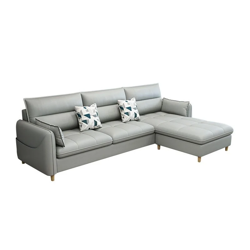 Divano scandinavo con schienale e pouf incluso per tre persone Clearhalo