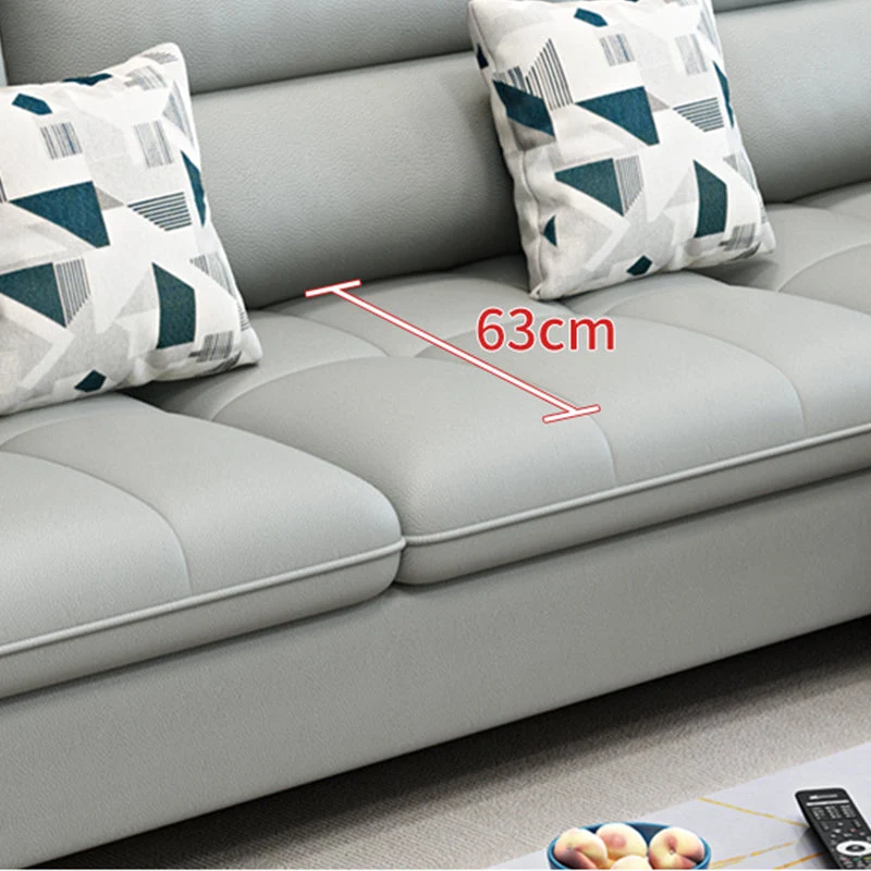 Divano scandinavo con schienale e pouf incluso per tre persone Clearhalo