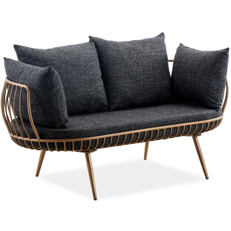 Divano scandinavo con struttura dorata e cuscino con schienale per soggiorno Clearhalo