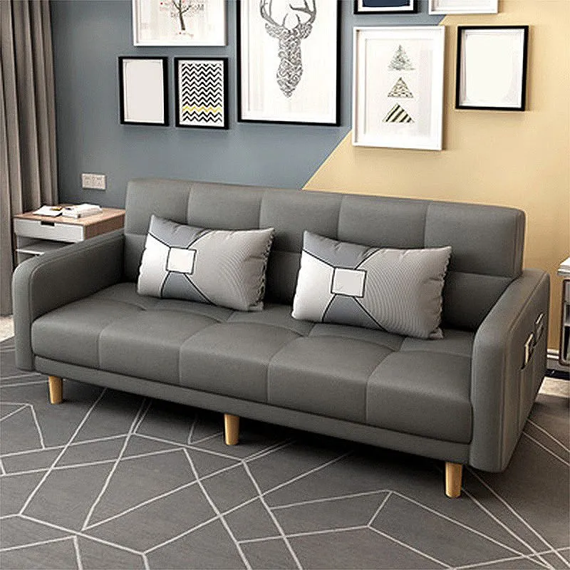 Divano scandinavo/sezionale con braccioli quadrati e schienale stretto, con contenitore e trasformabile Clearhalo