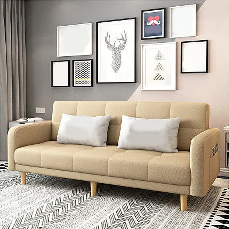 Divano scandinavo/sezionale con braccioli quadrati e schienale stretto, con contenitore e trasformabile Clearhalo