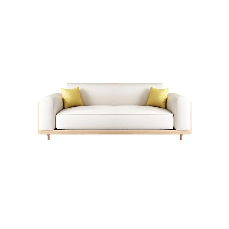 Divano sfoderato con braccioli quadrati standard con cuscini bianchi contemporanei Clearhalo
