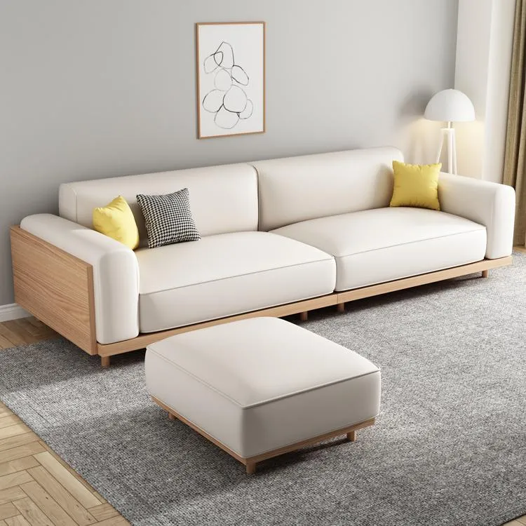 Divano sfoderato con braccioli quadrati standard con cuscini bianchi contemporanei Clearhalo