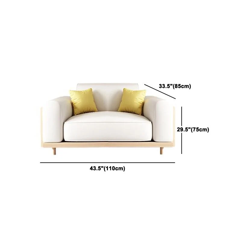 Divano sfoderato con braccioli quadrati standard con cuscini bianchi contemporanei Clearhalo