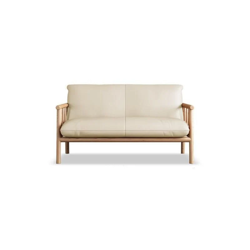 Divano da soggiorno con braccioli quadrati ecopelle marrone/bianco da 81 cm Clearhalo