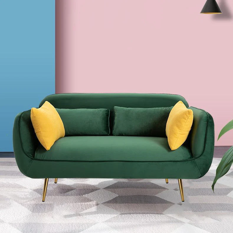 Divano da soggiorno con braccioli quadrati velluto largo 81 cm e schienale stretto Clearhalo