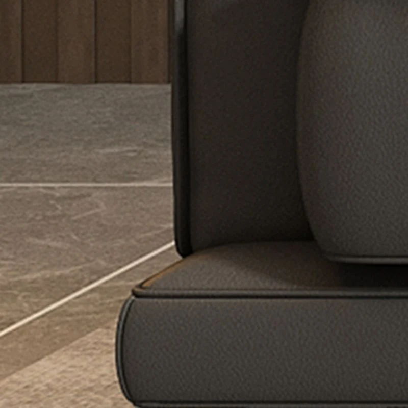 Divano da soggiorno grigio stazionario vera pelle resistente alle macchie Clearhalo