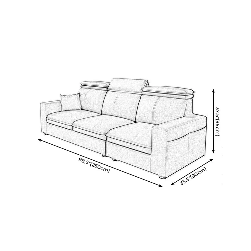 Divano da soggiorno moderno con braccioli quadrati con cuscino grigio e schienale moderno Clearhalo
