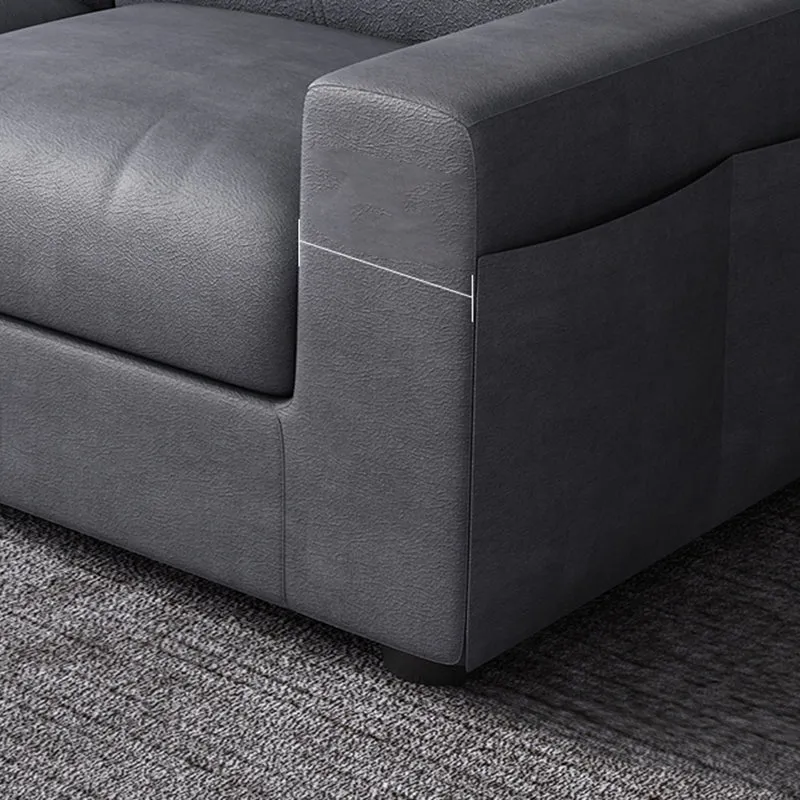Divano da soggiorno moderno con braccioli quadrati con cuscino grigio e schienale moderno Clearhalo