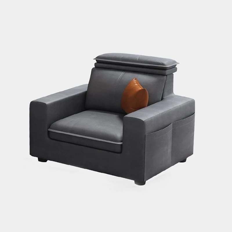 Divano da soggiorno moderno con braccioli quadrati con cuscino grigio e schienale moderno Clearhalo