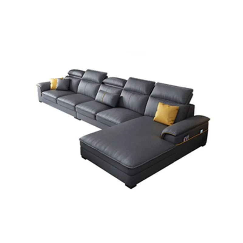 Divano da soggiorno moderno con braccioli quadrati con cuscino grigio e schienale moderno Clearhalo