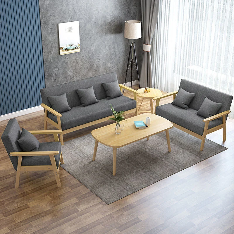 Divano da soggiorno moderno con braccioli quadrati standard con schienale stretto Clearhalo