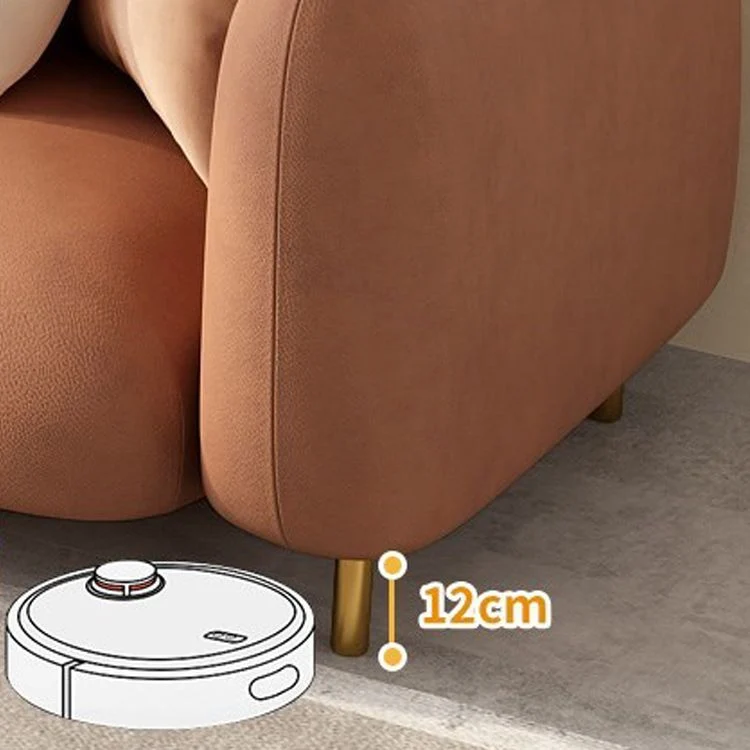 Divano da soggiorno smoking stile moderno con braccioli quadrati ecopelle e gambe ottone Clearhalo