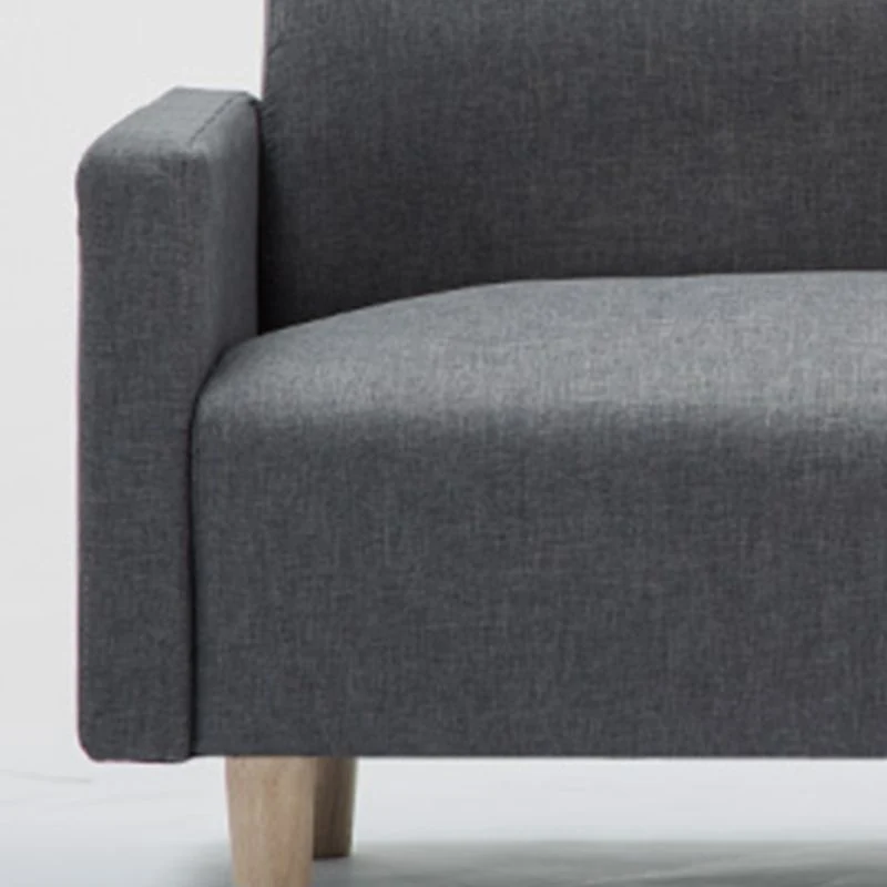 Divano standard con braccioli quadrati e schienale stretto pelle e lino Clearhalo