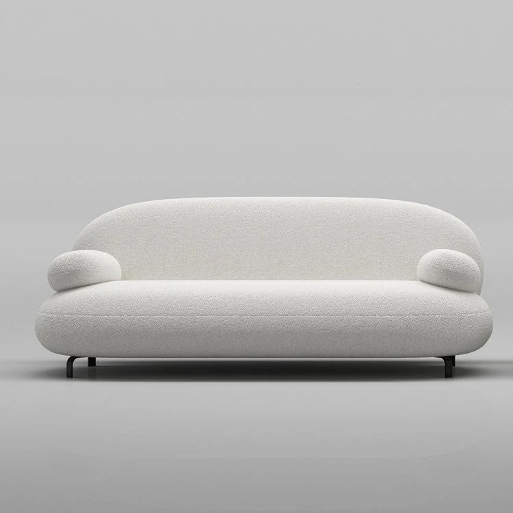 Divano standard con braccioli rotondi Divano moderno e minimalista tessuto bianco Clearhalo