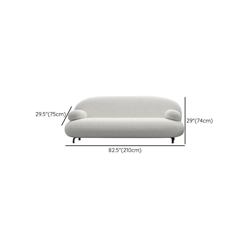 Divano standard con braccioli rotondi Divano moderno e minimalista tessuto bianco Clearhalo