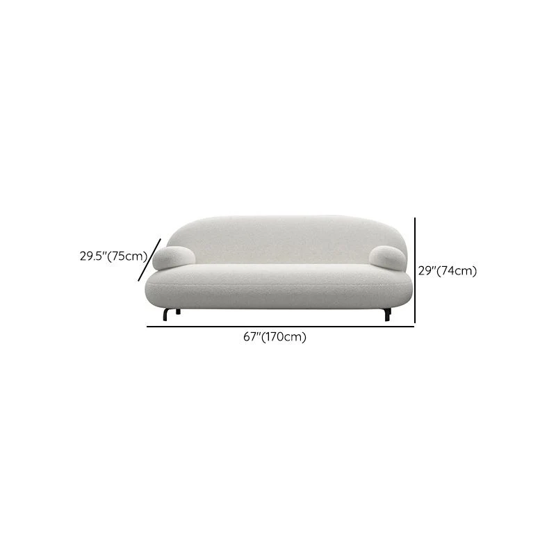 Divano standard con braccioli rotondi Divano moderno e minimalista tessuto bianco Clearhalo
