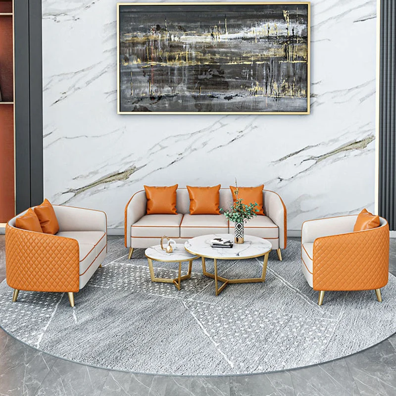 Divano standard contemporaneo ecopelle Divano con braccioli inclinati per soggiorno Clearhalo