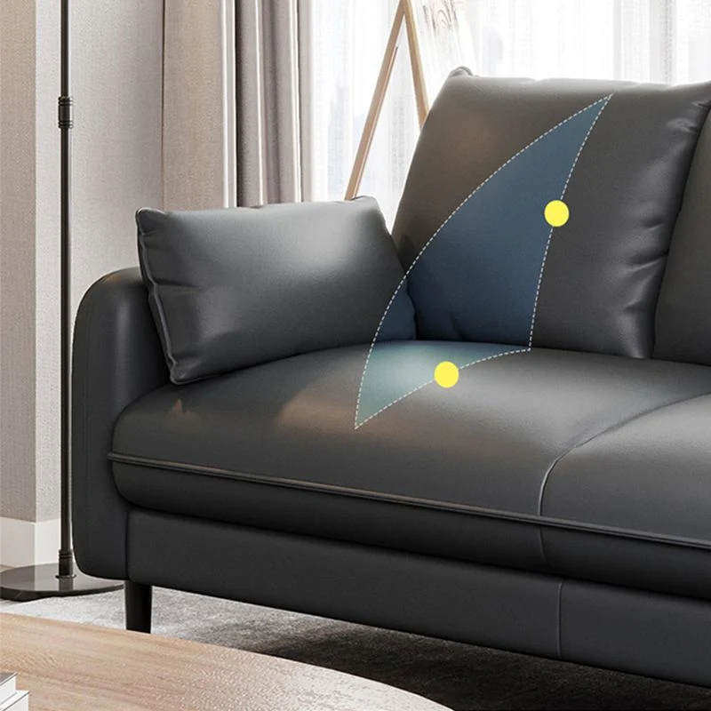 Divano standard ecopelle con braccioli quadrati per soggiorno con cuscini sostegno Clearhalo