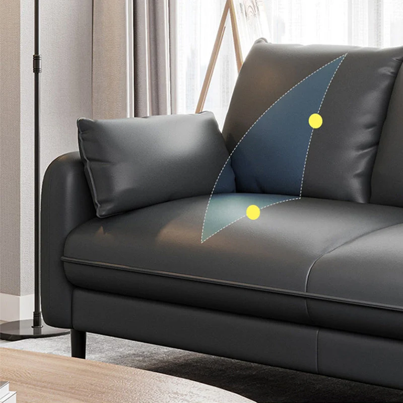 Divano standard ecopelle con braccioli quadrati per soggiorno con cuscini sostegno Clearhalo