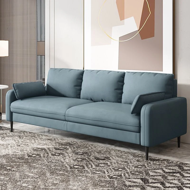 Divano standard ecopelle con braccioli quadrati per soggiorno con cuscini sostegno Clearhalo