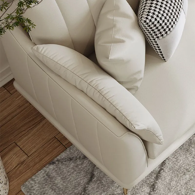 Divano standard fisso con bracciolo superiore, resistente alle macchie, bianco, da soggiorno Clearhalo