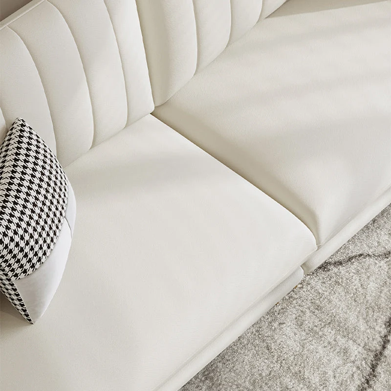 Divano standard fisso con bracciolo superiore, resistente alle macchie, bianco, da soggiorno Clearhalo