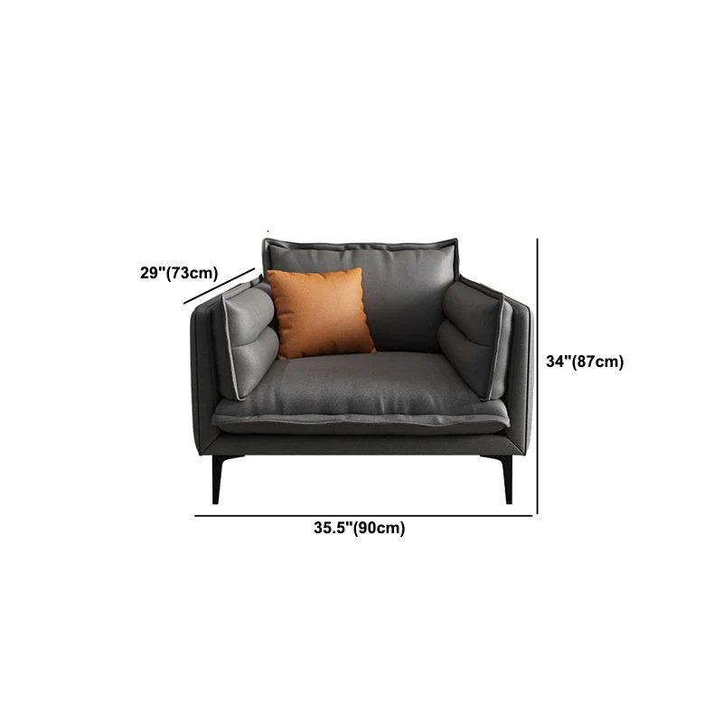Divano standard moderno antimacchia con braccioli quadrati e cuscini Clearhalo