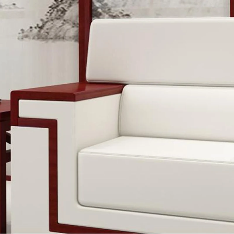 Divano standard moderno componibile bianco con braccioli quadrati per soggiorno, appartamento Clearhalo