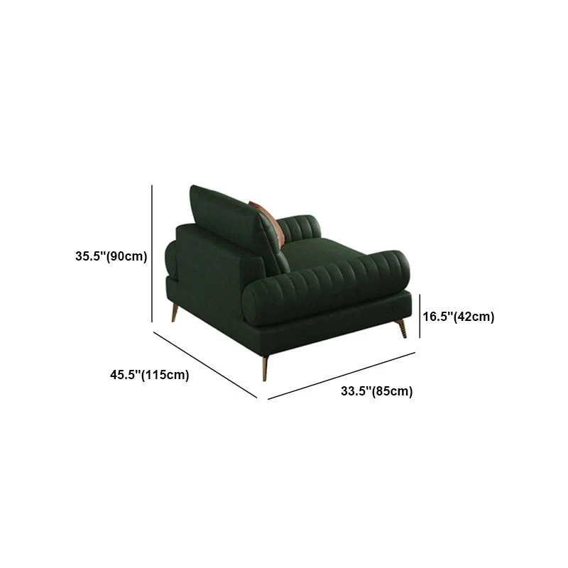 Divano standard moderno con braccioli arrotolati ecopelle e schienale cucito Clearhalo