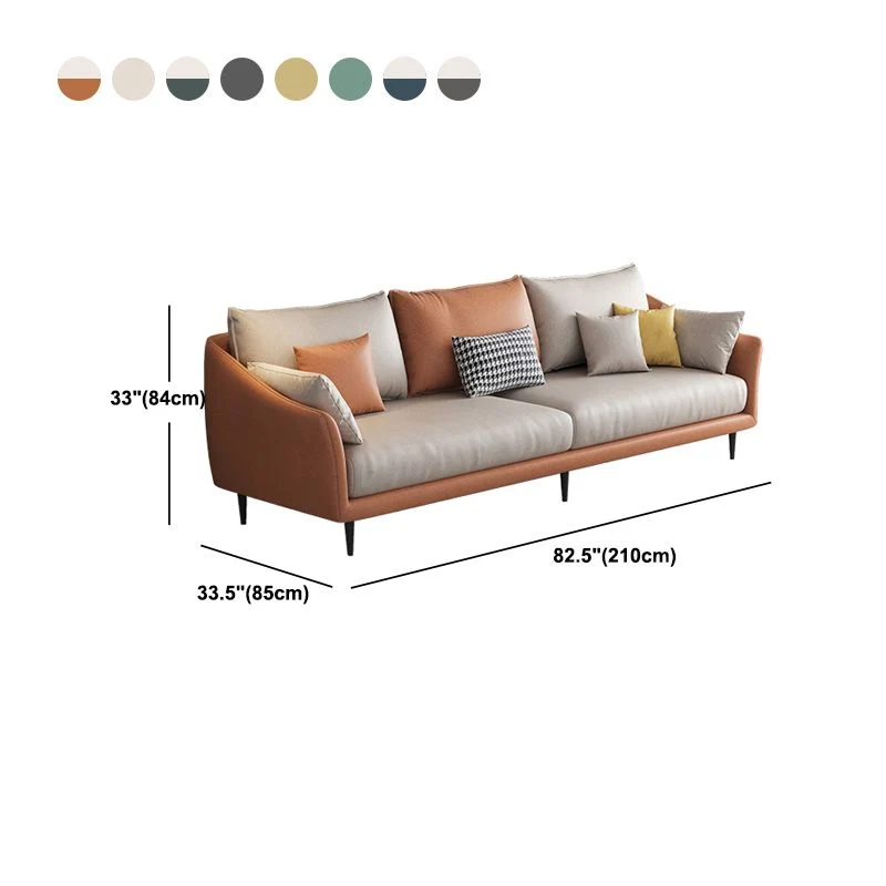 Divano standard moderno con braccioli inclinati da 82,67" L ecopelle Clearhalo