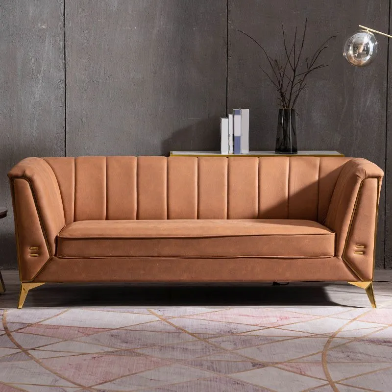 Divano standard moderno con braccioli smoking ecopelle con schienale cucito Clearhalo