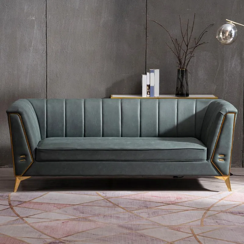Divano standard moderno con braccioli smoking ecopelle con schienale cucito Clearhalo