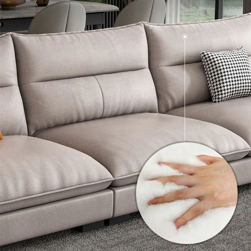Divano standard moderno con braccioli svasati ecopelle per soggiorno, appartamento Clearhalo