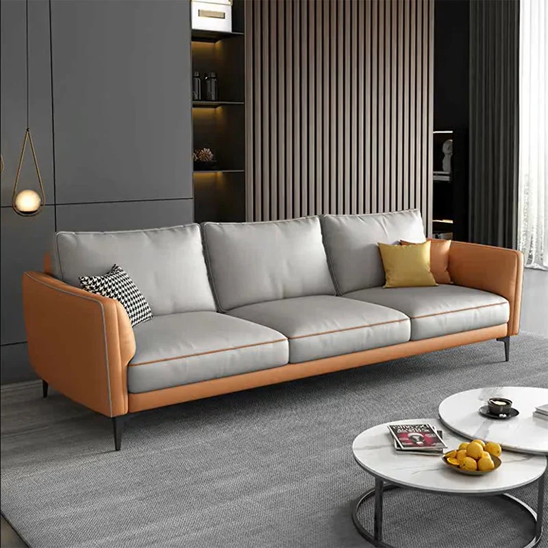 Divano standard moderno con schienale ecopelle e cuscini Clearhalo