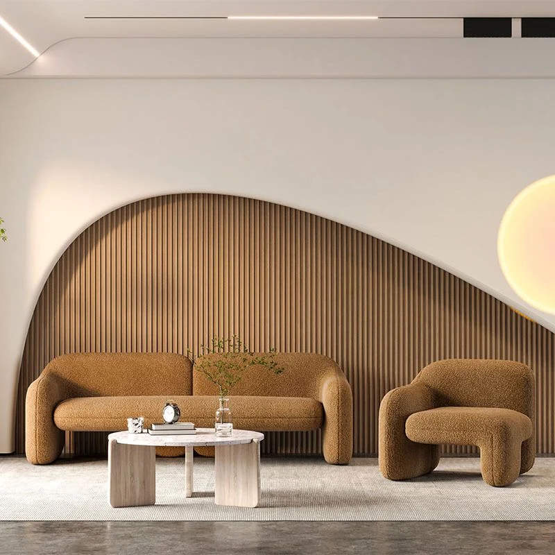 Divano standard moderno tessuto con braccioli inclinati per soggiorno Clearhalo