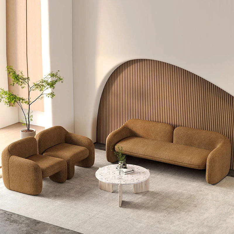 Divano standard moderno tessuto con braccioli inclinati per soggiorno Clearhalo