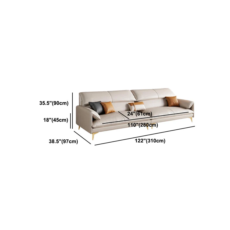 Divano standard moderno vera pelle con bracciolo superiore resistente alle macchie Clearhalo