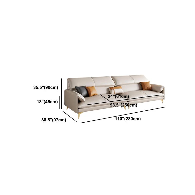 Divano standard moderno vera pelle con bracciolo superiore resistente alle macchie Clearhalo