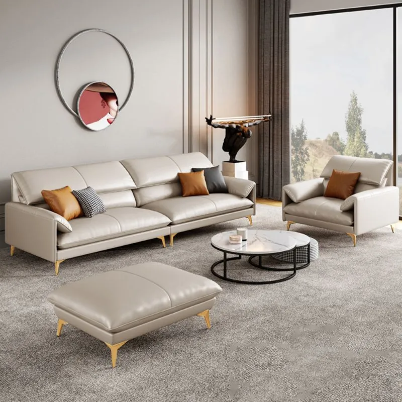 Divano standard moderno vera pelle con bracciolo superiore resistente alle macchie Clearhalo