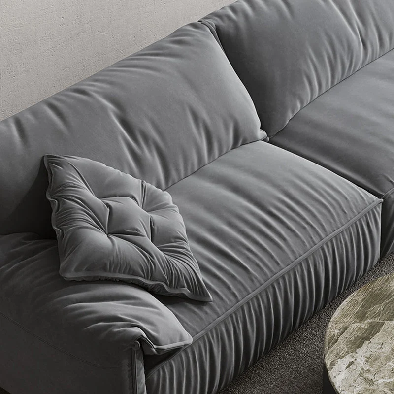 Divano standard da spiaggia con schienale stretto e braccioli alti da 80 cm velluto con braccioli, grigio Clearhalo