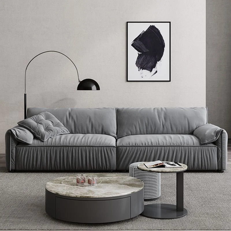 Divano standard da spiaggia con schienale stretto e braccioli alti da 80 cm velluto con braccioli, grigio Clearhalo