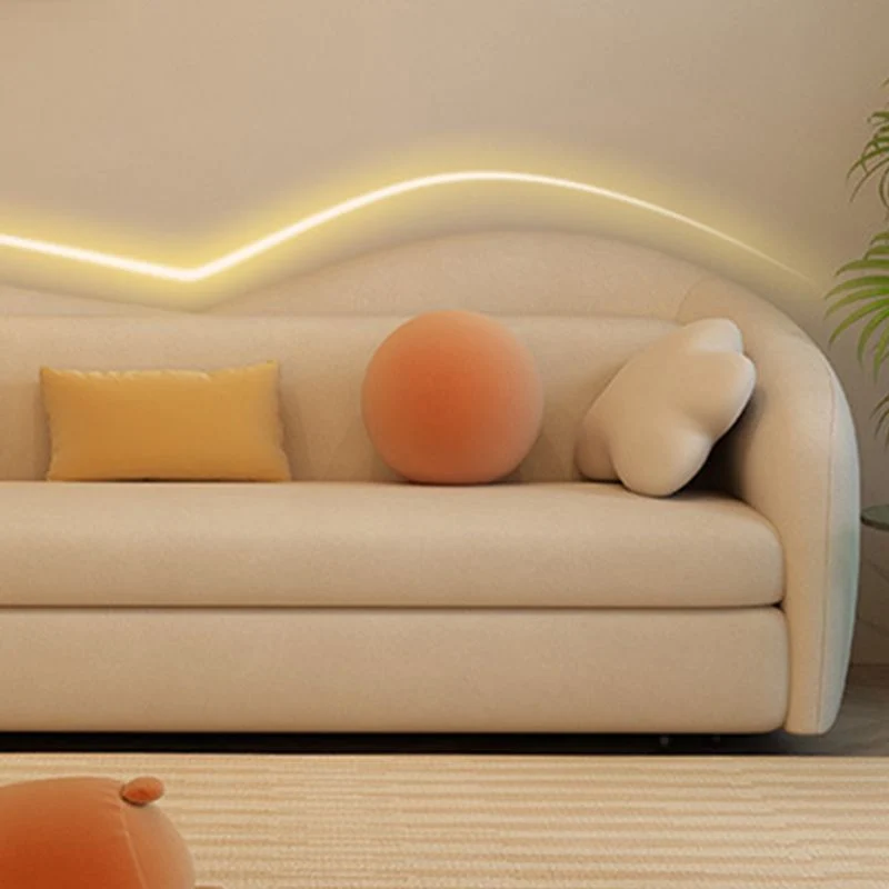 Divano trasformabile Divano letto ecopelle con bracciolo inclinato bianco Clearhalo