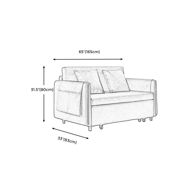 Divano trasformabile ecopelle con braccioli quadrati e letto con contenitore Clearhalo