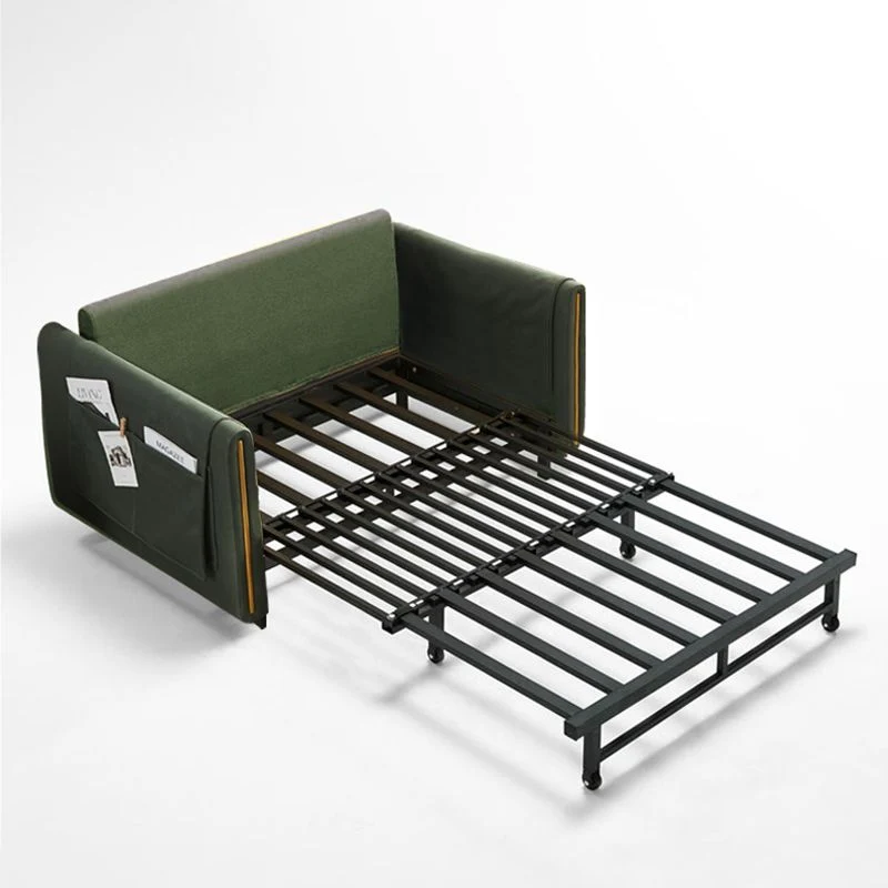 Divano trasformabile ecopelle con braccioli quadrati e letto con contenitore Clearhalo