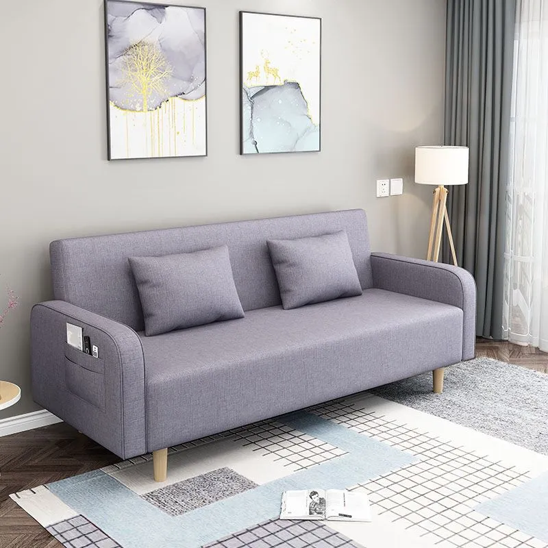 Divano trasformabile lavabile pieghevole moderno lino con braccioli quadrati per appartamento Clearhalo