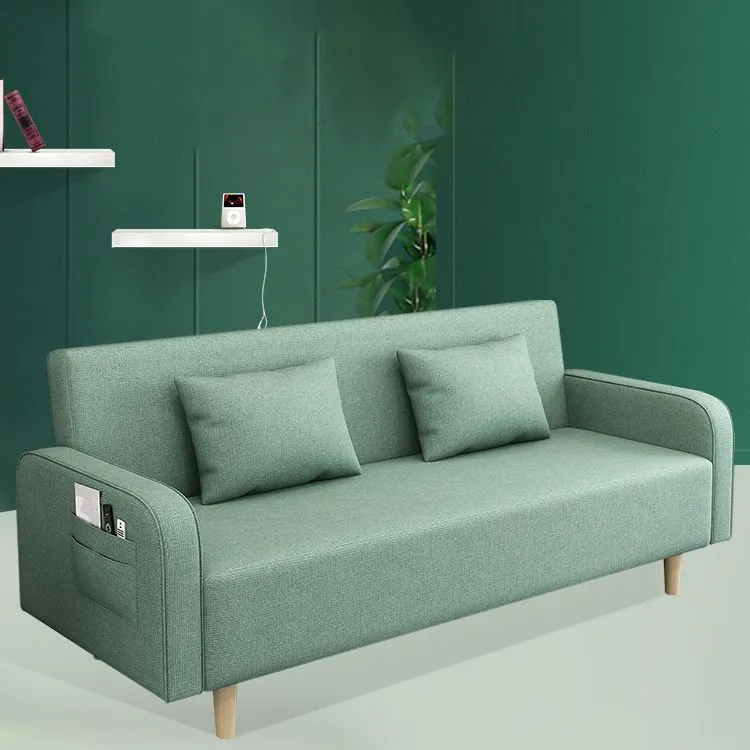 Divano trasformabile lavabile pieghevole moderno lino con braccioli quadrati per appartamento Clearhalo