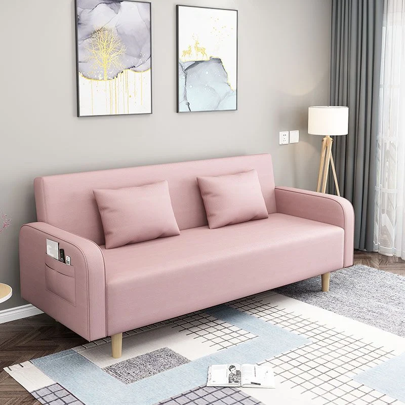 Divano trasformabile lavabile pieghevole moderno lino con braccioli quadrati per appartamento Clearhalo