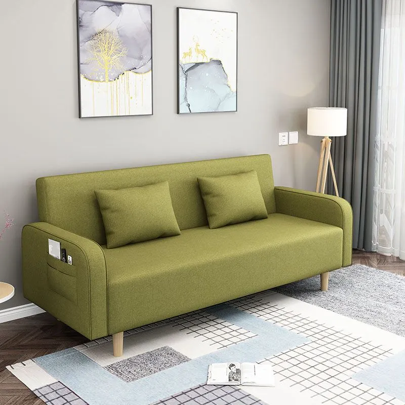 Divano trasformabile lavabile pieghevole moderno lino con braccioli quadrati per appartamento Clearhalo