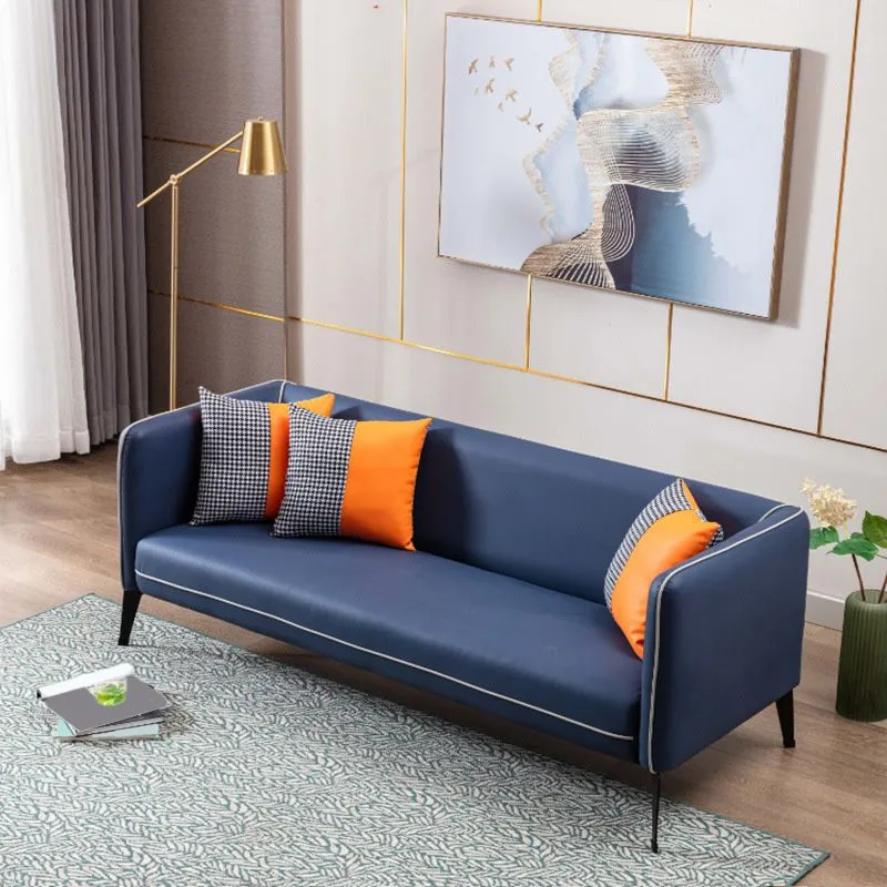 Divano vera pelle 28,74" P x 28,74" H Divano con braccioli smoking per soggiorno Clearhalo